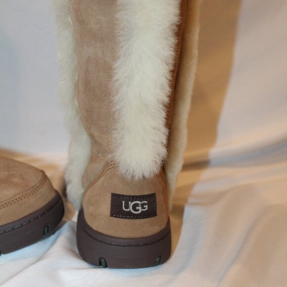 NEW UGG WOMEN'S SUNDANCE TALL SUEDE SHEARLING LINED WINTER BOOTS CHESTNUT - Picture 6 of 7